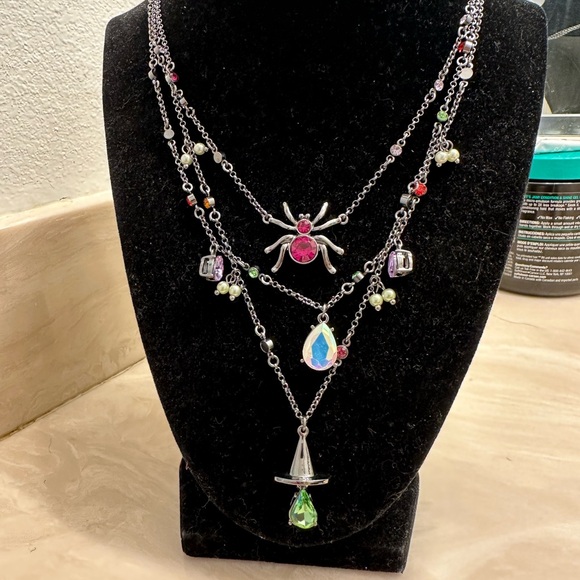 Betsey Johnson Unique Silver and Red Spider Necklace Set nwt signed - Picture 2 of 4